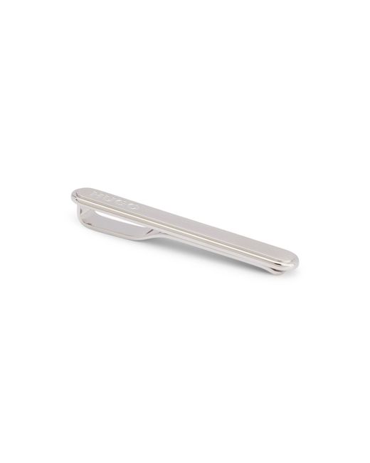HUGO White Oval-Shaped Tie Clip With Engraved Logo for men