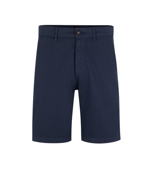 Boss Slim-fit Shorts Van Katoenen Twill Met Stretch in het Blue voor heren