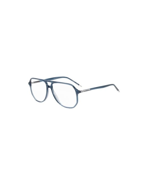 HUGO Blue Acetate Optical Frames With Tubular Temples for men