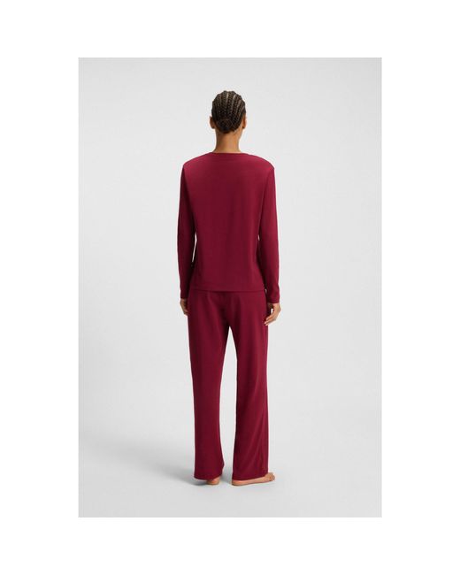 Boss Red Stretch-Cotton Pyjama T-Shirt With Logo Print