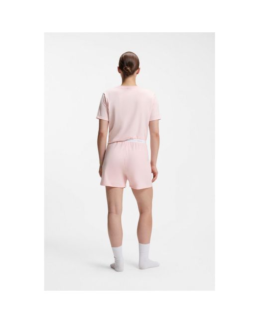 HUGO Pink Logo-Waistband Pyjama Shorts