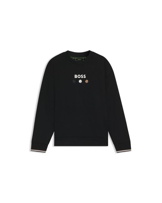 Boss Black Cotton-Terry Sweatshirt With Logo Detail for men