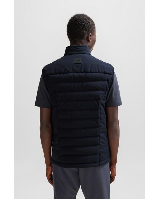 Boss Blue Water-repellent Regular-fit Gilet With Down Filling for men