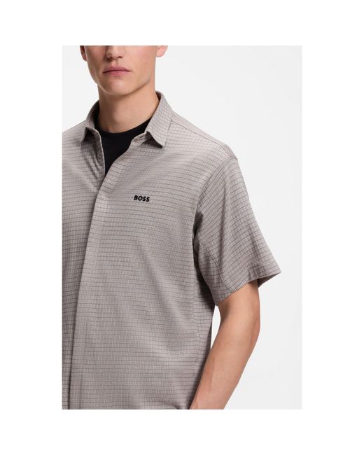 Boss Gray Short-Sleeved Regular-Fit Shirt for men