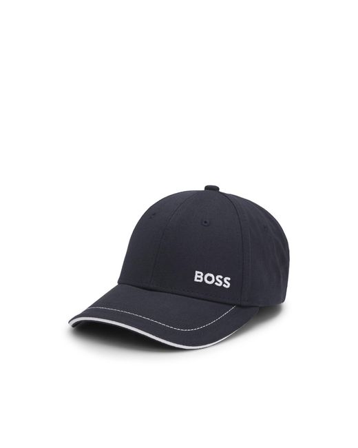 Boss Blue Cotton-Twill Cap With Contrast Trims And Embroidered Logo for men