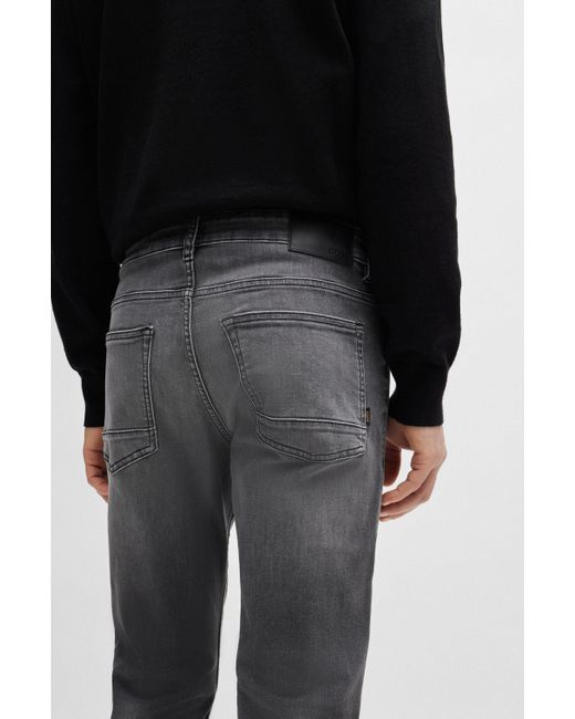 Boss Black Slim-fit Jeans In Gray Soft-motion Denim for men