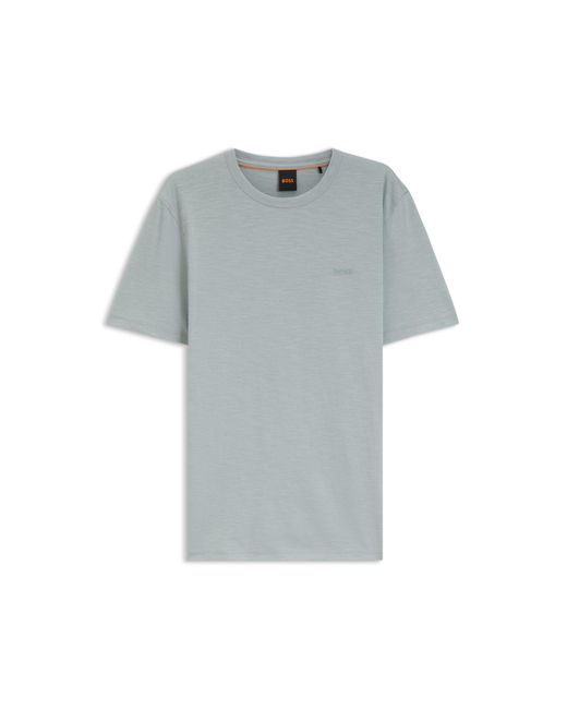 Boss Gray Cotton-Jersey T-Shirt With Logo Detail for men