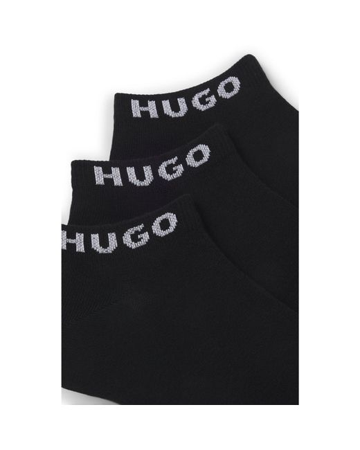 HUGO Black Three-Pack Of Ankle Socks With Logo Cuffs