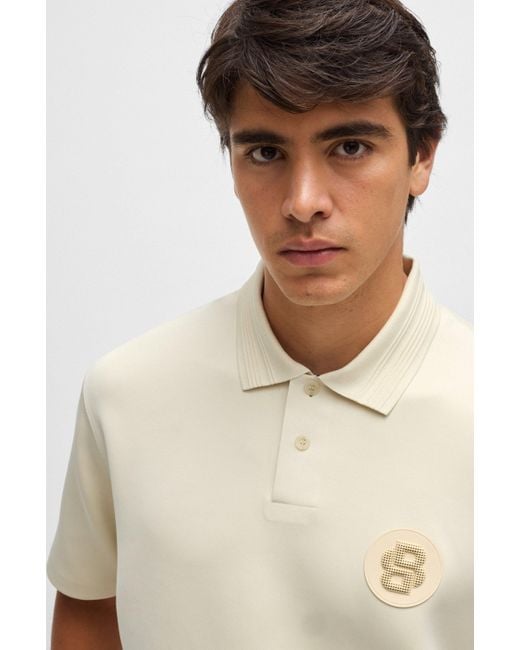 Boss Natural Stretch-jersey Polo Shirt With Double Monogram for men