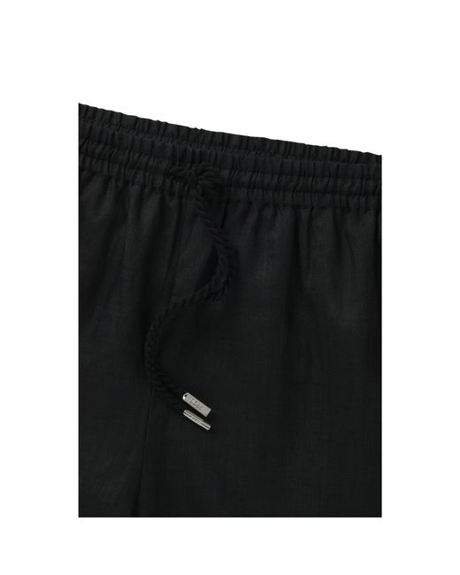 Boss Black Ramie Shorts With Twisted Cord