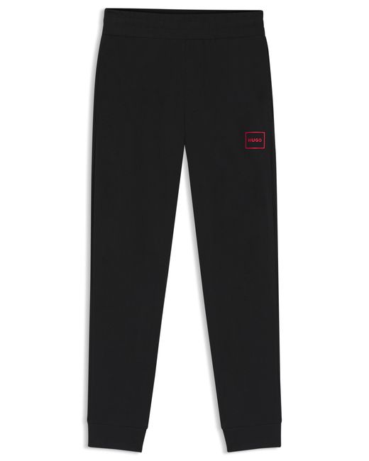 HUGO Blue Stretch-cotton Tracksuit Bottoms With Logo Print for men