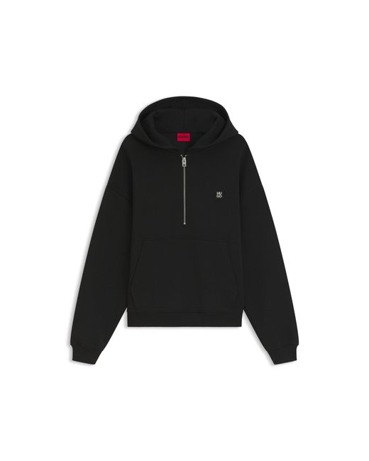 HUGO Black Zip-Neck Hoodie for men