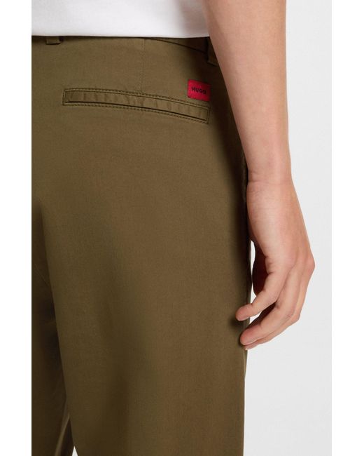 HUGO Slim-Fit Broek Van Katoenen Gabardine Met Stretch in het Green voor heren