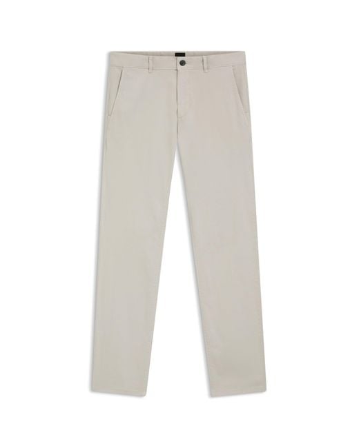 Boss White Slim-Fit Trousers for men