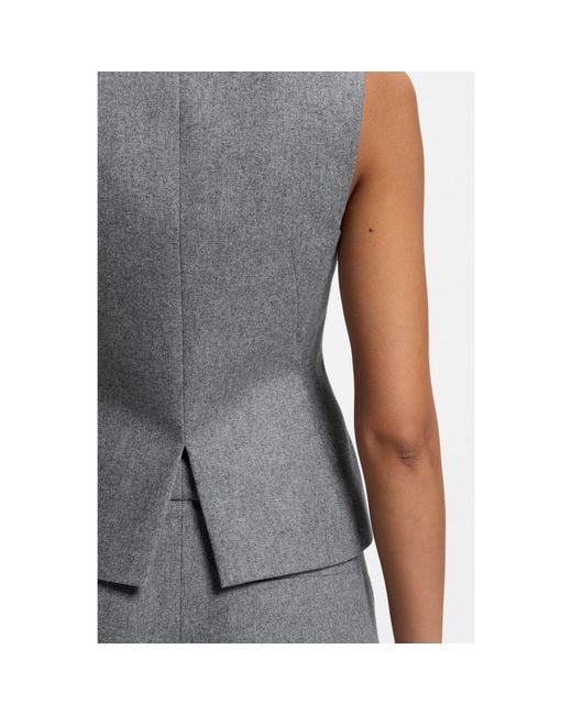 Boss Gray Slim-Fit Melange Waistcoat