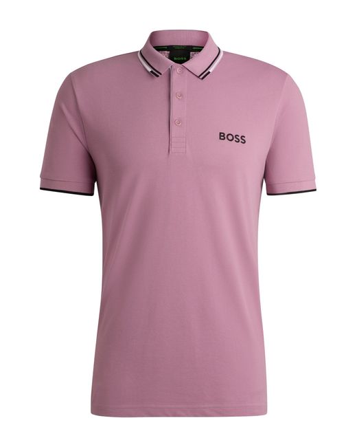 Boss Red Cotton-blend Polo Shirt With Contrast Logos for men