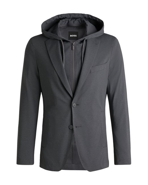 Boss Slim-Fit Sakko Mit Integrierter Kapuze in Black für Herren
