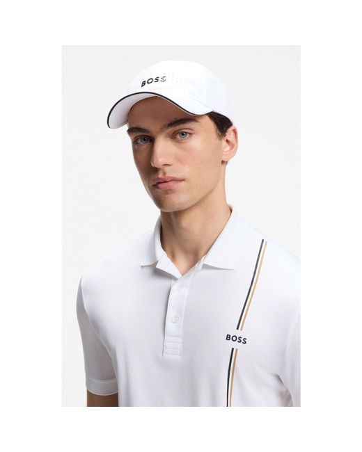 Boss White Perforated Cap With Gloss Logo for men