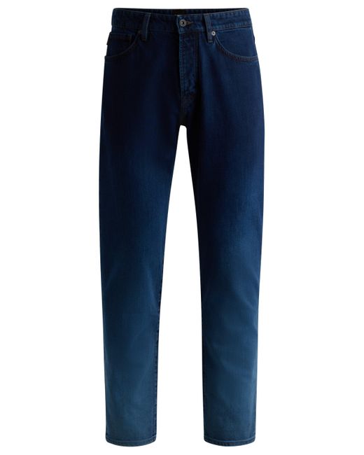 Boss Regular-Fit Jeans aus indigoblauem Denim mit Dégradé-Effekt in Blue für Herren