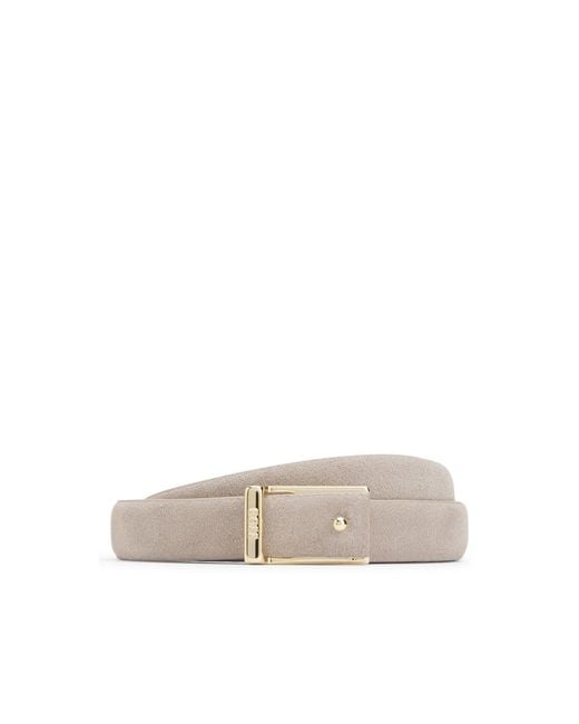 Boss Natural Italian-Suede Belt With Logo Buckle