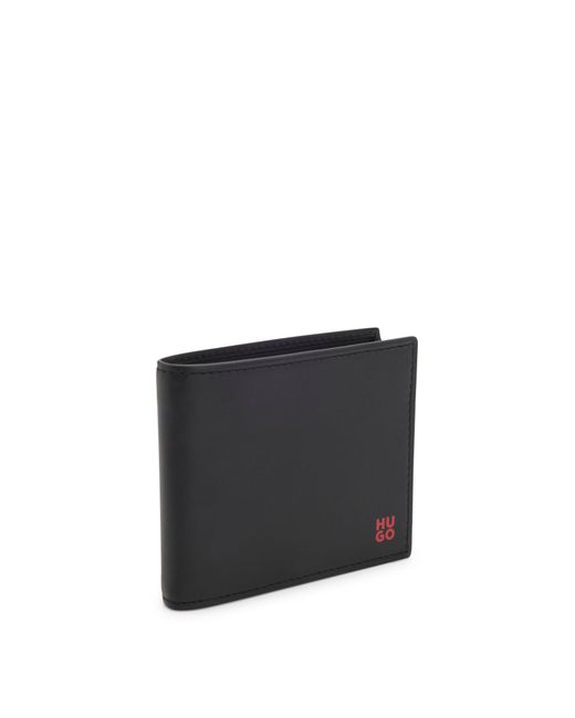 HUGO Geldbörse Aus Leder Mit Rotem Stack-Logo in Black für Herren