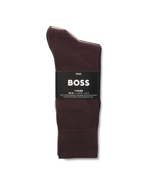 Boss Brown Three-Pack Of Regular-Length Socks for men