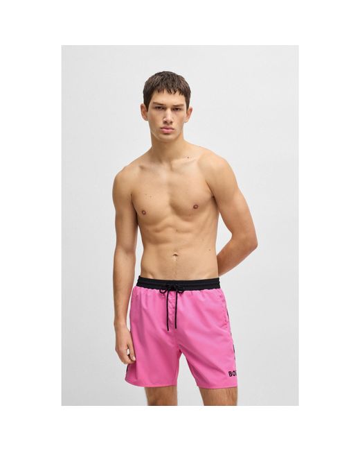 Boss Red Quick-Drying Swim Shorts With Contrast Details for men