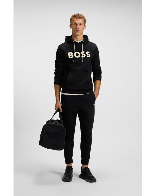 Boss Hoodie Van Katoenmix Met Gevormd Logo in het Black voor heren