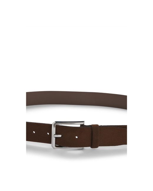 Boss Brown Suede Belt With-Tone Buckle for men