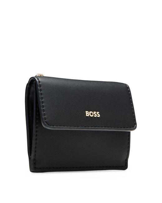 Boss Black Faux-leather Card Holder With Zipped Coin Pocket