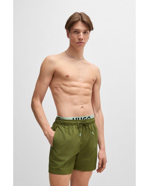 Short de bain à logo imprimé et taille double HUGO pour homme en coloris Green