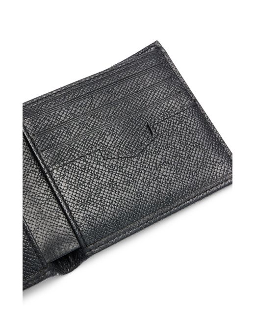 Portefeuille en cuir emé avec logo en métal Boss pour homme en coloris Black