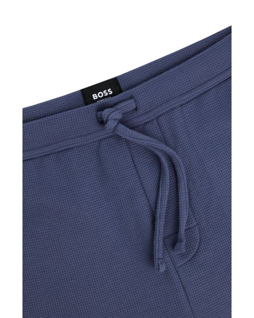 Boss Blue Pajama Shorts With Embroidered Logo for men