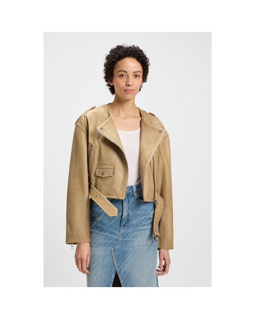 Boss Natural Cropped Biker Jacket