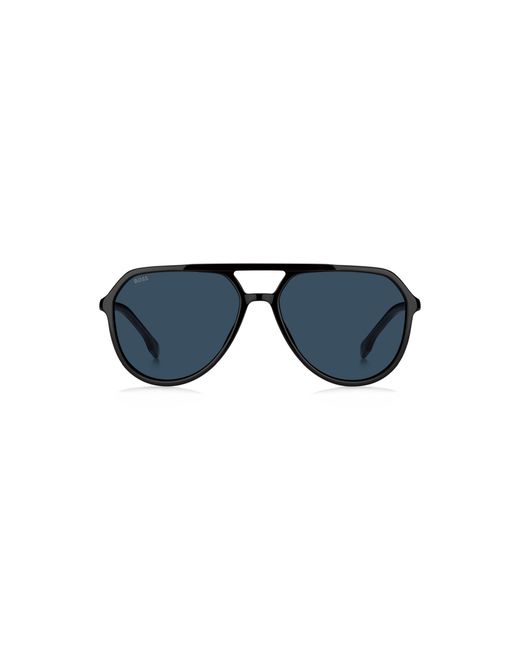 Boss Blue Acetate Sunglasses With Metallic Logo Insert for men