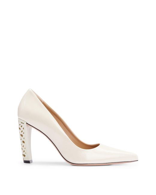 Boss Natural Leather Pumps With Monogram-patterned Heels