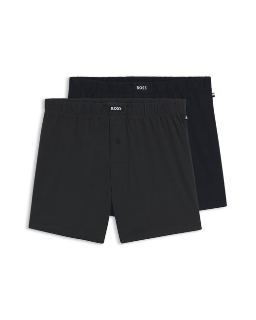 Boss Set Van Twee Boxershorts Met Logo's Van Stretchkatoen in het Black voor heren