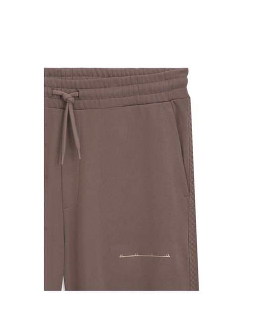 HUGO Gray Relaxed-Fit Cotton Trousers With Streetwear Logo for men