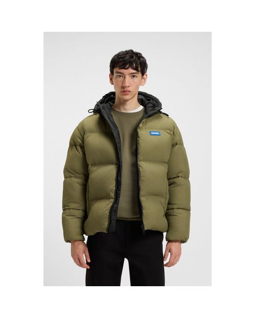 HUGO Green Water-Repellent Padded Jacket With Logo Label for men