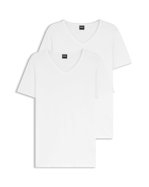Boss Set Van Twee Slim-Fit T-Shirts Van Stretchkatoen in het White voor heren
