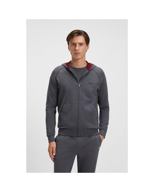 Boss Gray Zip-Up Hoodie for men
