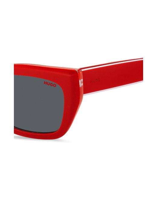 HUGO Red Sonnenbrille aus rotem Acetat mit mehrlagigen Bügeln