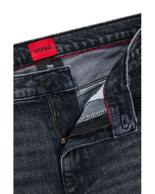 HUGO Extra-slim-fit Jeans In Dark-blue Stretch Denim for men