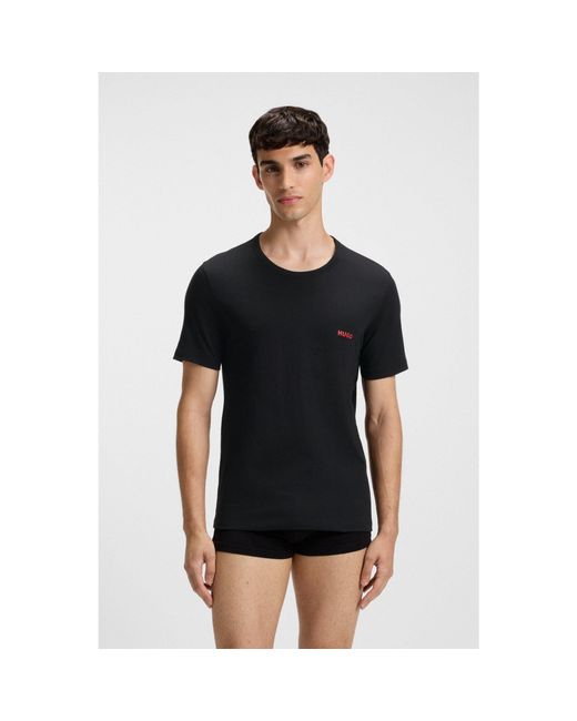 HUGO Black 3 Pack Of Cotton Underwear T-Shirts for men
