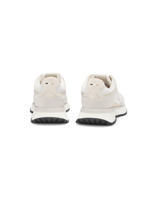 Boss White Suede-Trim Trainers With Double B Monogram for men