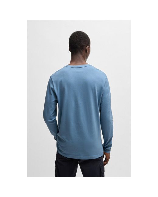 Boss Blue Long-Sleeved T-Shirt for men