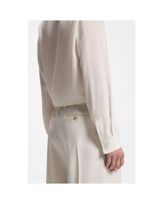 Boss White Relaxed-Fit Blouse