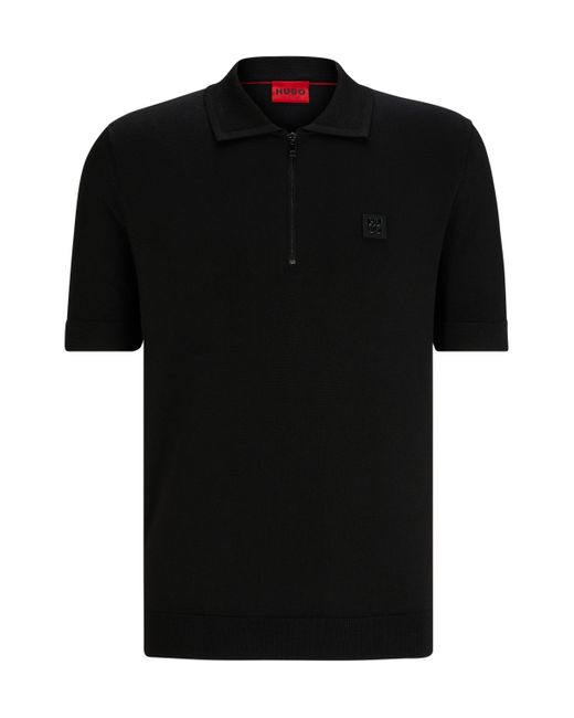 HUGO Poloshirt mit Reißverschluss und Stack-Logo in Black für Herren