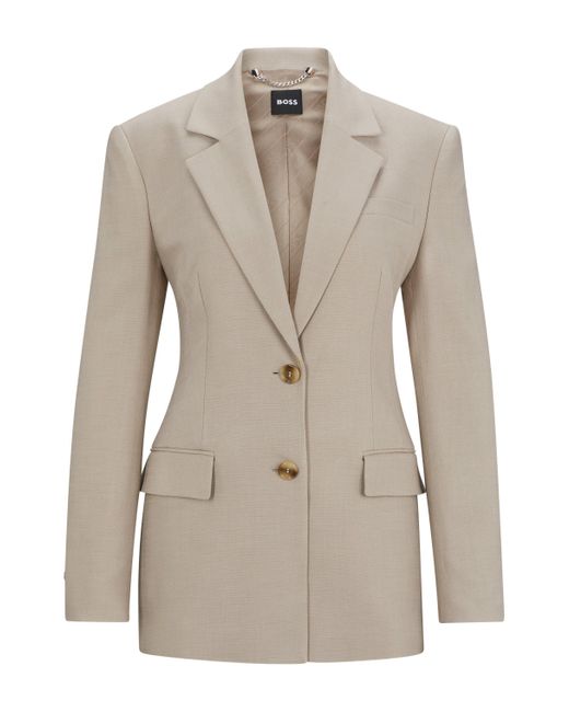 Boss Natural Single-breasted Jacket In Stretch Fabric