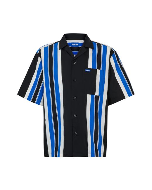HUGO Oversized Hemd aus bedruckter Baumwoll-Popeline in Blue für Herren